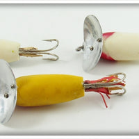 Arbogast Yellow Shore, Frog & Red Head White Weedless Jitterbug Lot Of Three