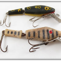 Vintage L&S Bait Co Frog Spot & White Black Stripes Lure Pair 