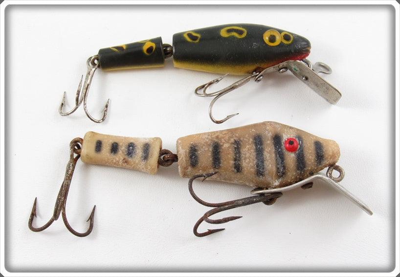 Vintage L&S Bait Co Frog Spot & White Black Stripes Lure Pair 
