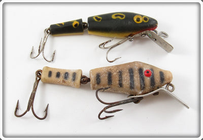 Vintage L&S Bait Co Frog Spot & White Black Stripes Lure Pair 