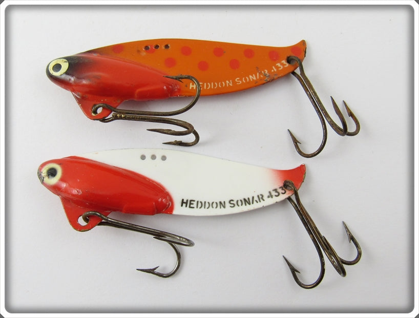 Heddon Fishable Sonar Pair: RedWhite & Orange Spotted For Sale