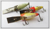 Heddon Deep 6 Lot Of Three: Green Shad, Yellow, & Red Head Flitter