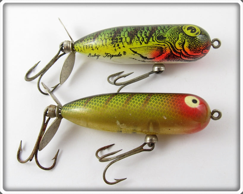 Heddon Baby Torpedo Pair: Natural Perch & Perch For Sale