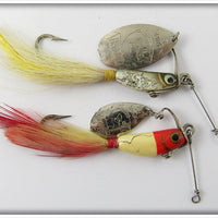 Heddon Spinfin Pair: Red Head White & Silver Flitter