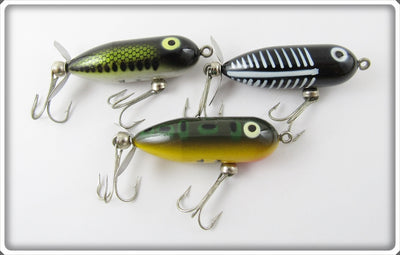 Heddon Tiny Torpedo Lot Of Three: Baby Bass, Black Shore, & Bullfrog