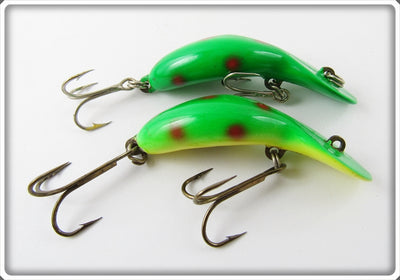 Heddon Green Fluorescent With Red Spots Tadpolly Pair