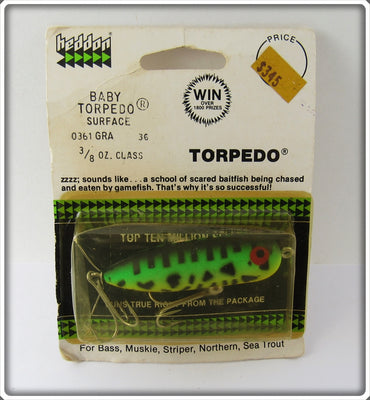 Heddon GRA Fluorescent Green Crawdad Baby Torpedo On Card 0361