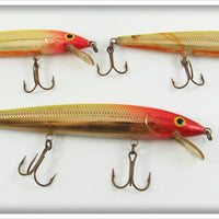 Rapala Finland Gold/Red Minnow Lot Of Three Lures