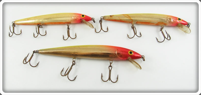 Rapala Finland Gold/Red Minnow Lot Of Three Lures