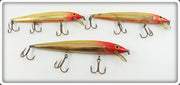Rapala Finland Gold/Red Minnow Lot Of Three Lures