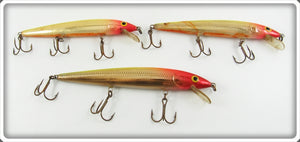 Rapala Finland Gold/Red Minnow Lot Of Three Lures