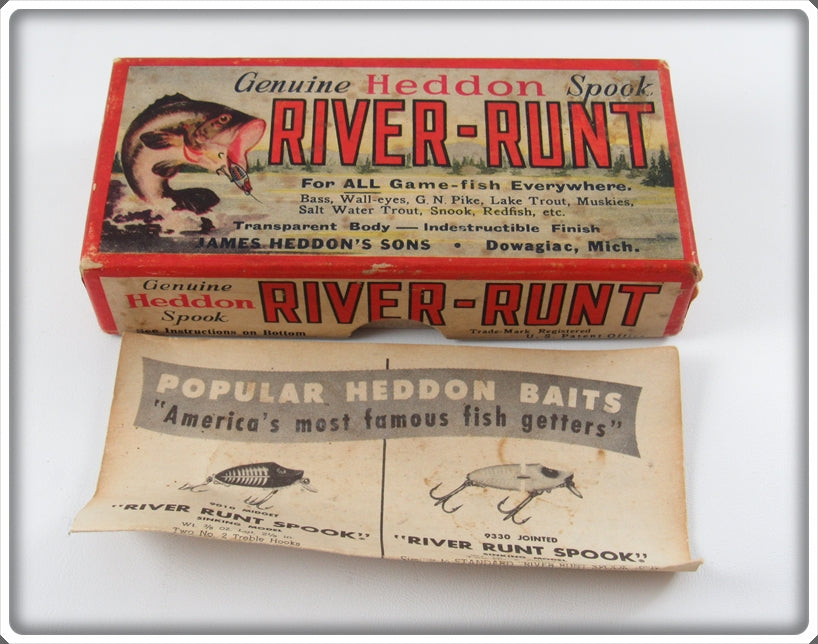 Vintage Heddon Red & White Floating River Runt Empty Lure Box 