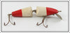 Vintage Unknown Red & White Jointed Pikie Type Lure 