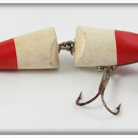 Vintage Unknown Red & White Jointed Pikie Type Lure 