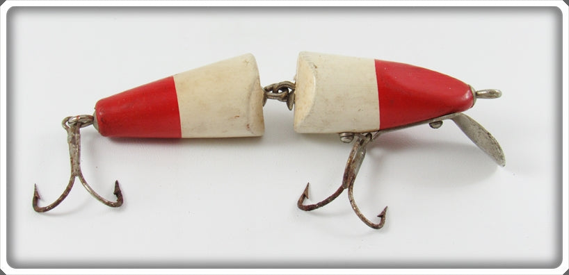 Vintage Unknown Red & White Jointed Pikie Type Lure 