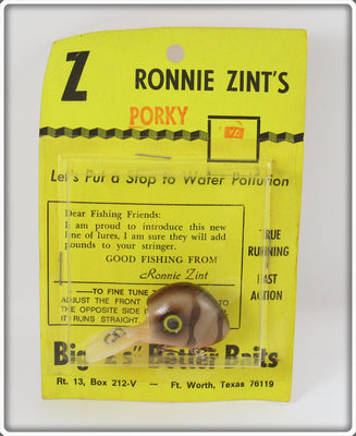 Big Z's Better Baits Ronnie Zint's Brown Crawdad Porky Ubangi On Card