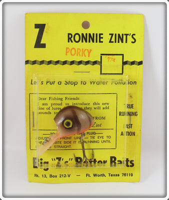Big Z's Better Baits Ronnie Zint's Brown Crawdad Porky Ubangi On Card