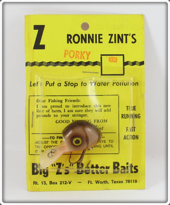 Big Z's Better Baits Ronnie Zint's Brown Crawdad Porky Ubangi On Card