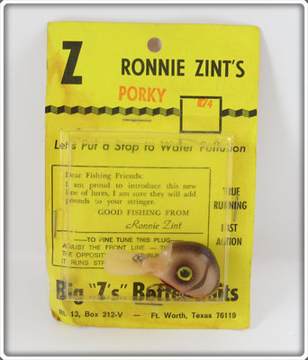 Big Z's Better Baits Ronnie Zint's Brown Crawdad Porky Ubangi On Card