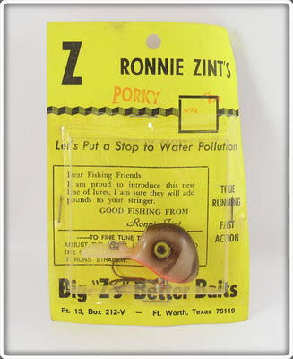 Big Z's Better Baits Ronnie Zint's Brown Crawdad Porky Ubangi On Card