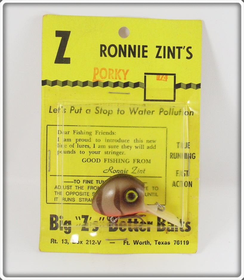 Big Z's Better Baits Ronnie Zint's Brown Crawdad Porky Ubangi On Card