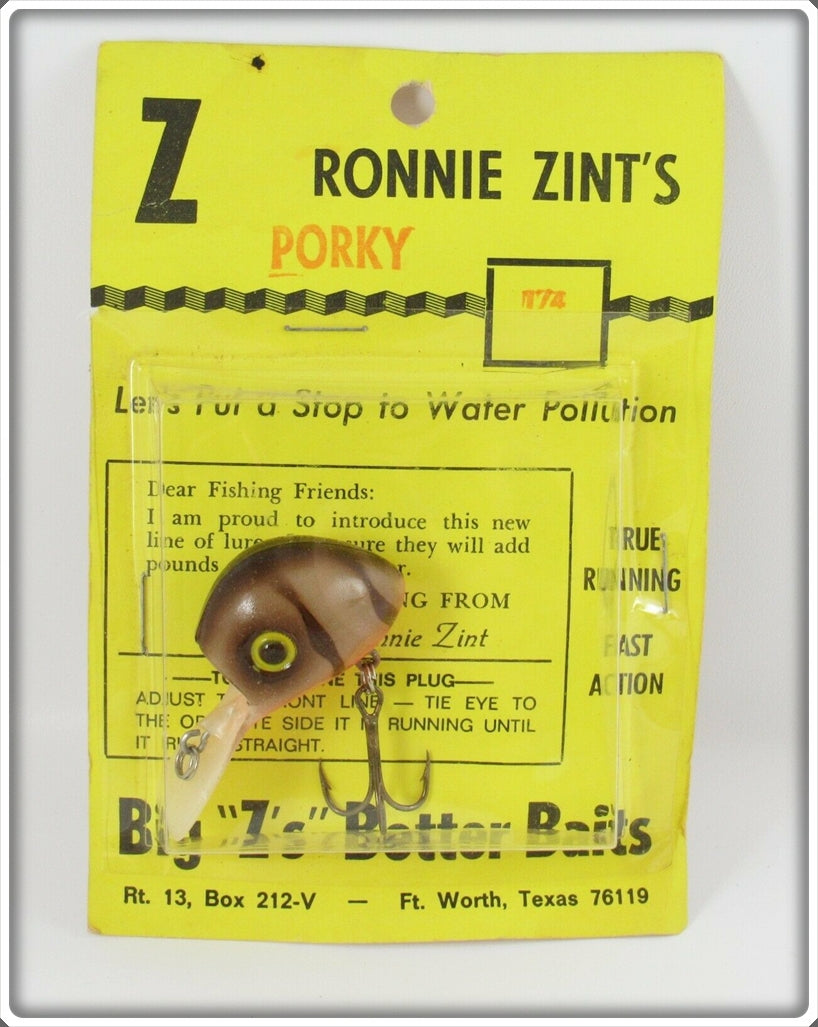 Big Z's Better Baits Ronnie Zint's Brown Crawdad Porky Ubangi On Card