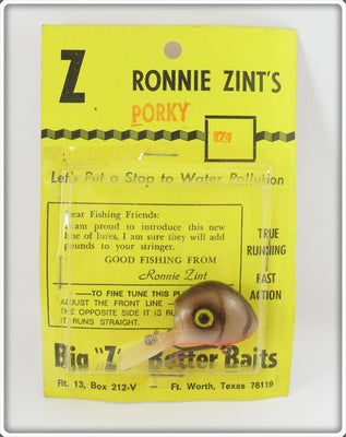 Big Z's Better Baits Ronnie Zint's Brown Crawdad Porky Ubangi On Card