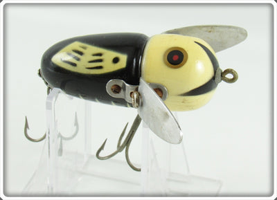 Vintage Heddon Black White Head Fat Head Crazy Crawler Lure