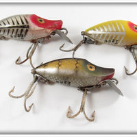 Vintage Heddon Midget River Runt Lot Of Three Lures 