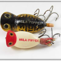 Arbogast Yellow Coachdog & Red Head White Hula Popper Pair