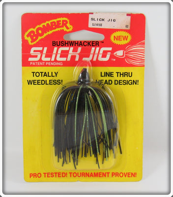 Vintage Bomber Black Bushwhacker Slick Jig Lure On Card 