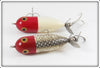 Heddon Red Head White & Red Head Flitter Tiny Torpedo Pair