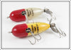 Heddon Red Head White & Red Head Flitter Tiny Torpedo Pair