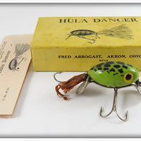 Vintage Fred Arbogast Frog Spot Hula Dancer Lure In Box 