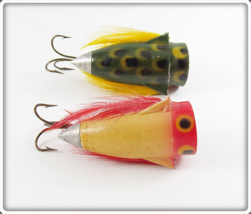 Vintage Airex Red Head White & Frog Popit Lure Pair