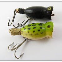 Arbogast Hula Popper Pair: Frog & Black