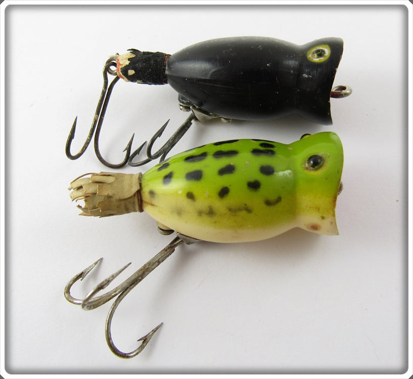 Arbogast Hula Popper Pair: Frog & Black