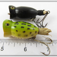 Arbogast Hula Popper Pair: Frog & Black