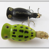 Arbogast Hula Popper Pair: Frog & Black