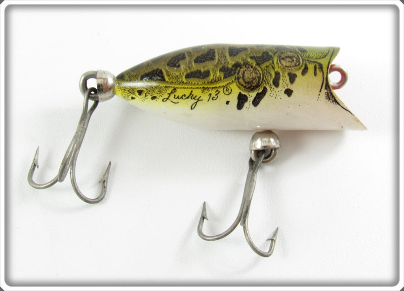 Vintage Heddon Natural Leopard Frog Tiny Lucky 13 Lure 