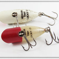 Heddon Silver Flitter & Red Head White Tiny Lucky 13 Pair