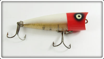 Vintage Heddon Red Head White Tiny Chugger Lure