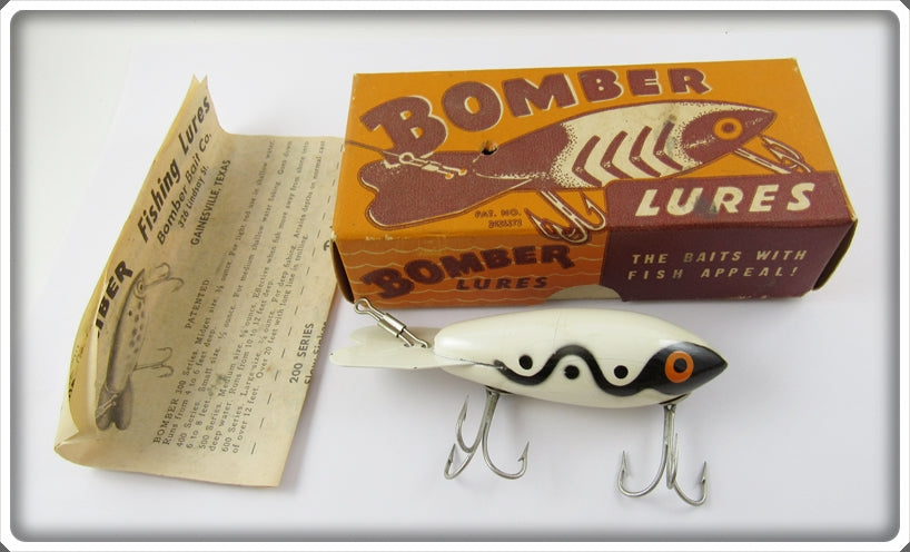 Bomber Bait Co White Black Shadow Stripe Model 500 In Correct Box 508