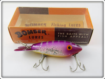 Bomber Bait Co Purple Back Yellow Belly Silver Sparkle Model 500 In Correct Box 571