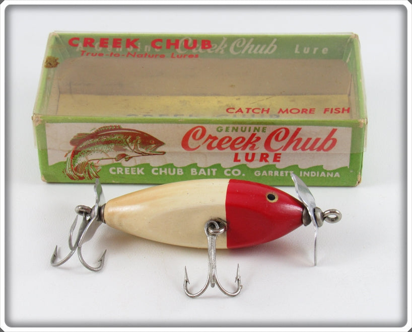Creek Chub Red & White Spinning Injured Minnow Lure In Box