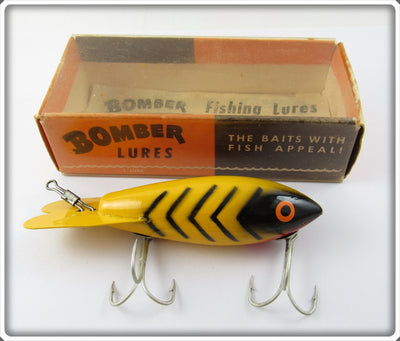 Vintage Bomber Bait Co Yellow Black Ribs Model 600 Lure In Box 620
