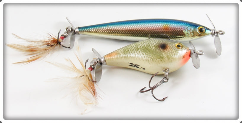 X Trademark Natural & Chrome Finish Crankbait Lure Pair 