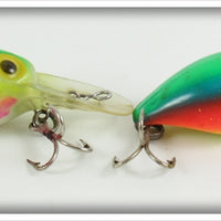 Storm Rainbow & Chartreuse Green Herringbone Wee Wart Lure Pair
