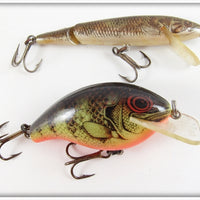 Vintage Rebel Naturalized Perch Wee R & Floater Minnow Pair 