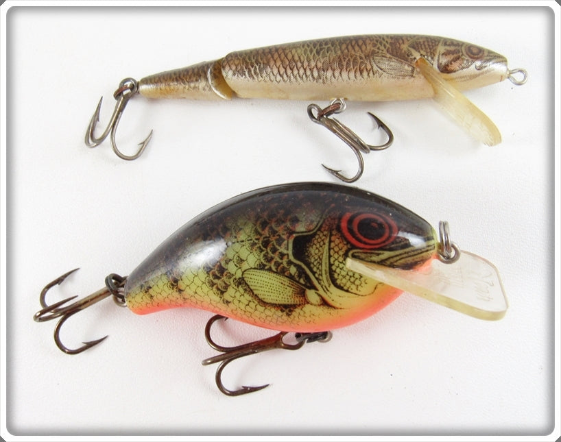 Vintage Rebel Naturalized Perch Wee R & Floater Minnow Pair 